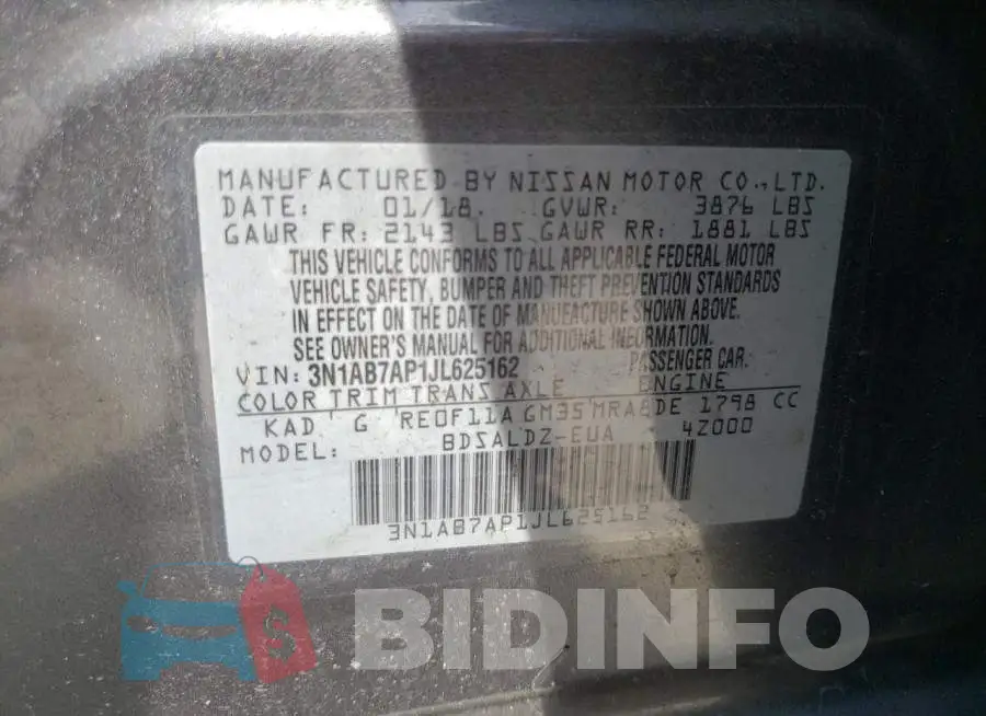 3N1AB7AP1JL625162 Photo# 10
