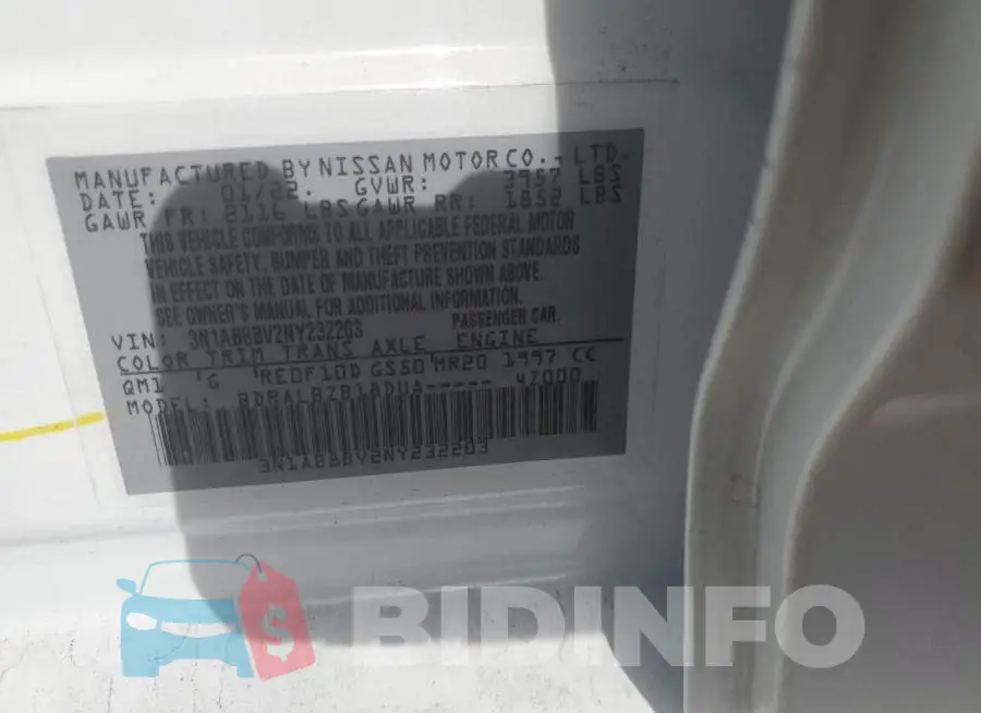 3N1AB8BV2NY232203 Photo# 10