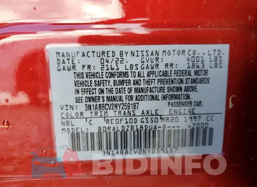 3N1AB8CV2NY259187 Photo# 10