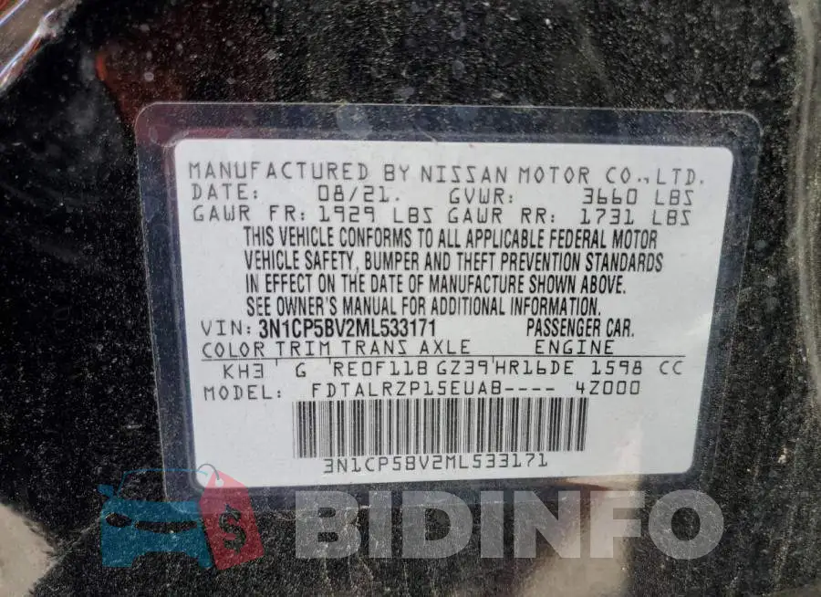3N1CP5BV2ML533171 Photo# 10