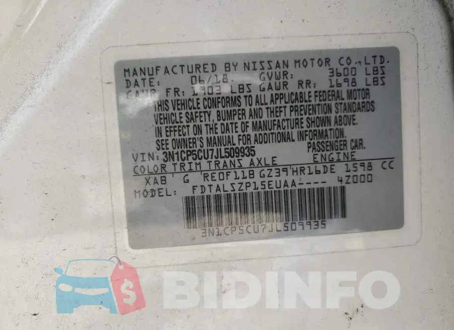 3N1CP5CU7JL509935 Photo# 10