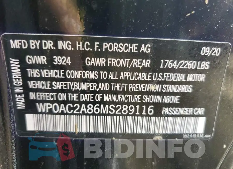 WP0AC2A86MS289116 Photo# 10