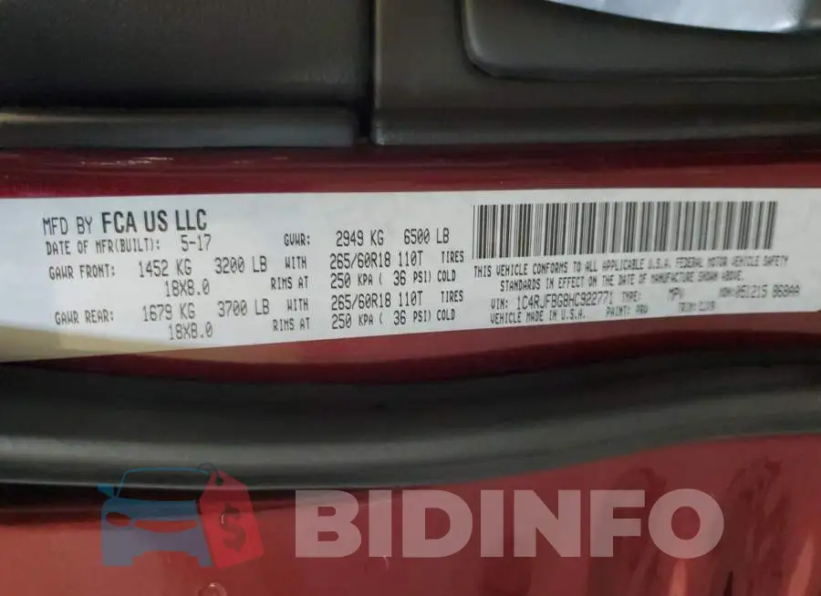 1C4RJFBG8HC922771 Photo# 10