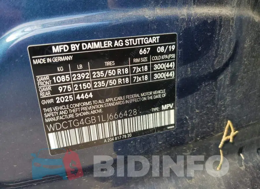 WDCTG4GB1LJ666428 Photo# 10