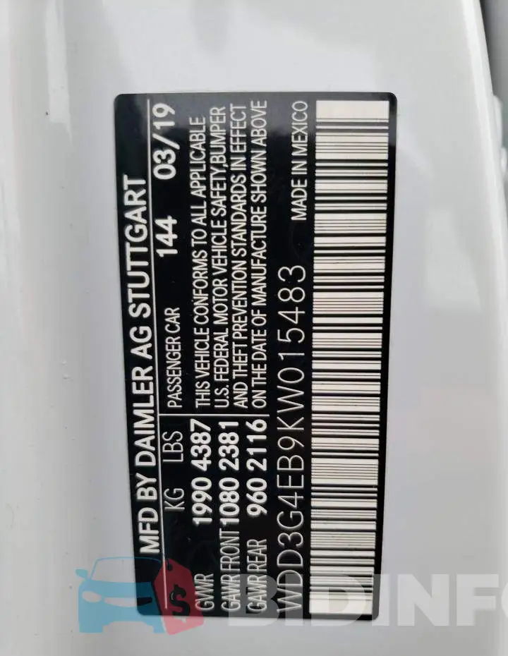 WDD3G4EB9KW015483 Photo# 10