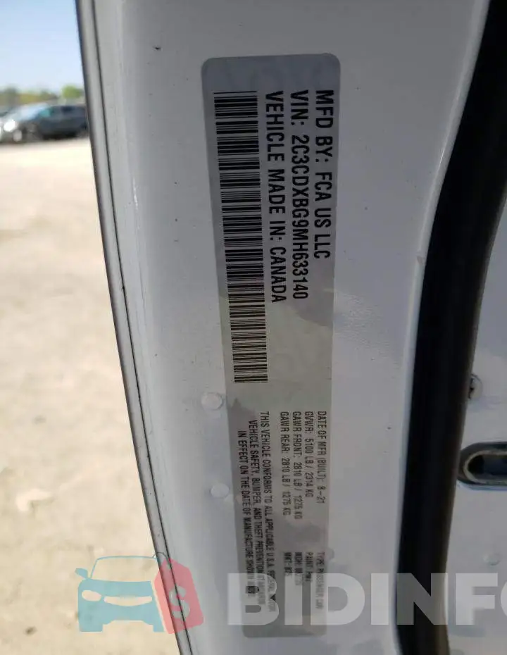 2C3CDXBG9MH633140 Photo# 10
