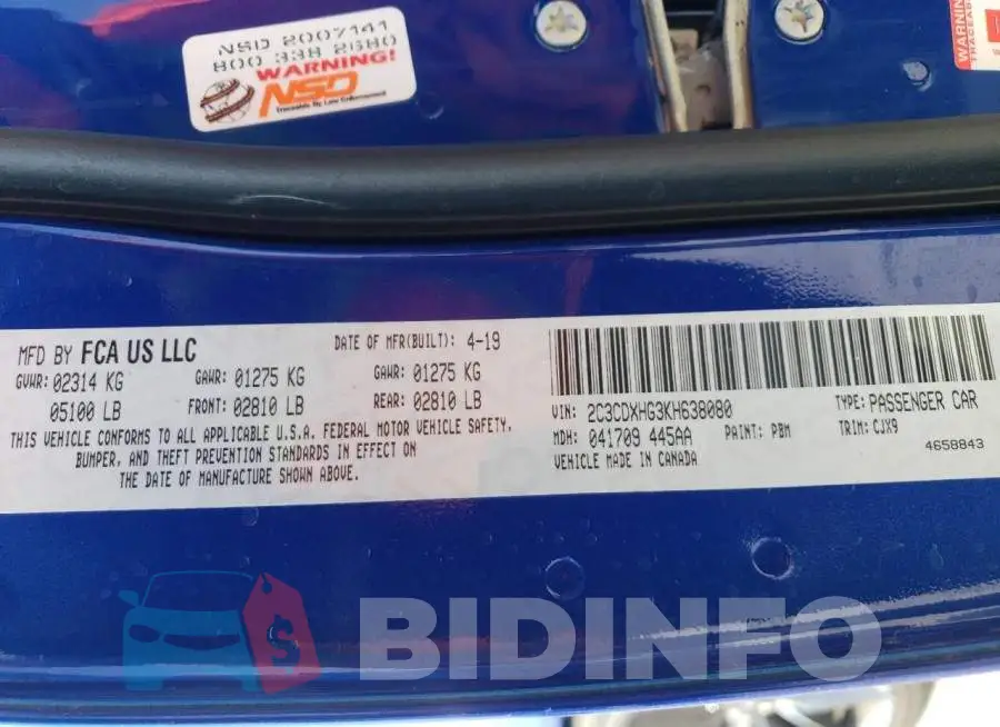 2C3CDXHG3KH638080 Photo# 10