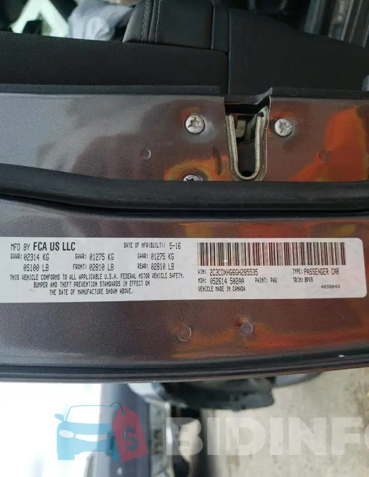 2C3CDXHG6GH285535 Photo# 10
