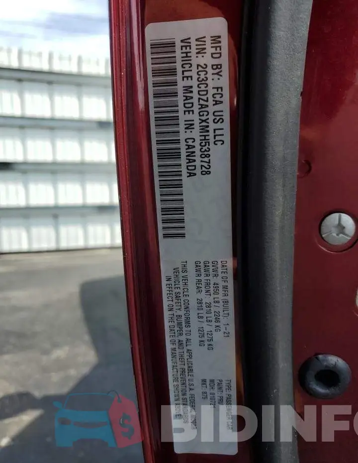 2C3CDZAGXMH538728 Photo# 10