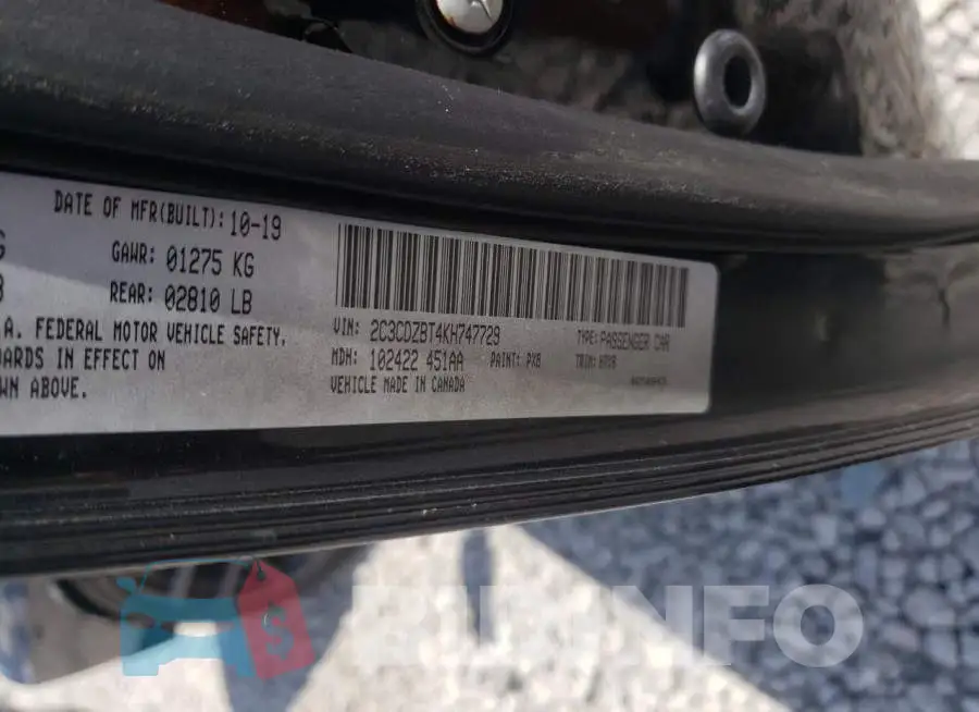 2C3CDZBT4KH747729 Photo# 10