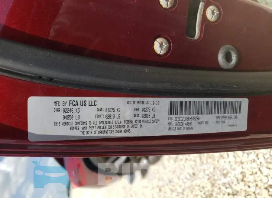 2C3CDZJG5KH543266 Photo# 10