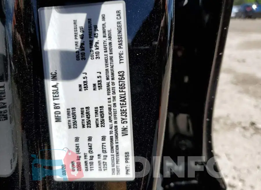 5YJ3E1EAXLF657643 Photo# 10