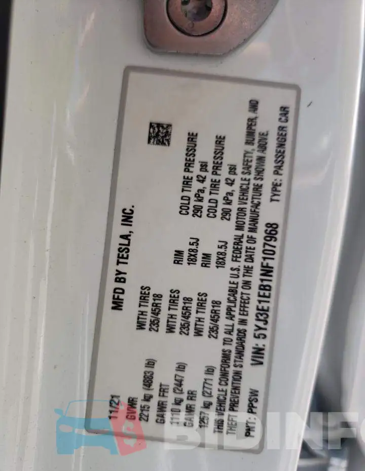 5YJ3E1EB1NF107968 Photo# 10