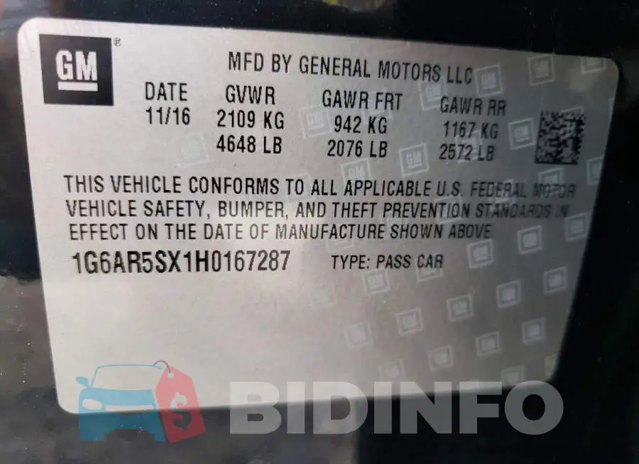 1G6AR5SX1H0167287 Photo# 10