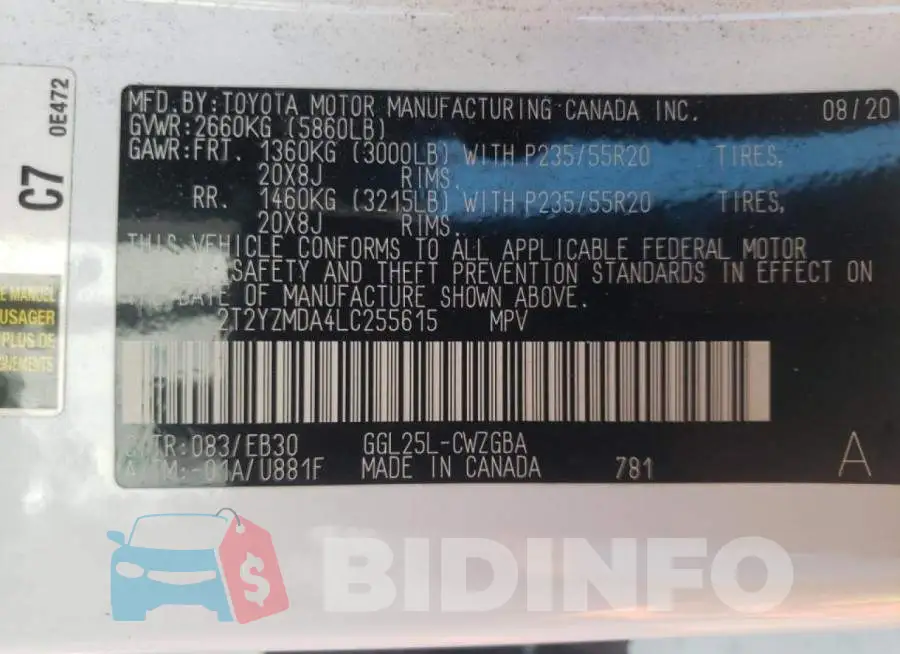 2T2YZMDA4LC255615 Photo# 10