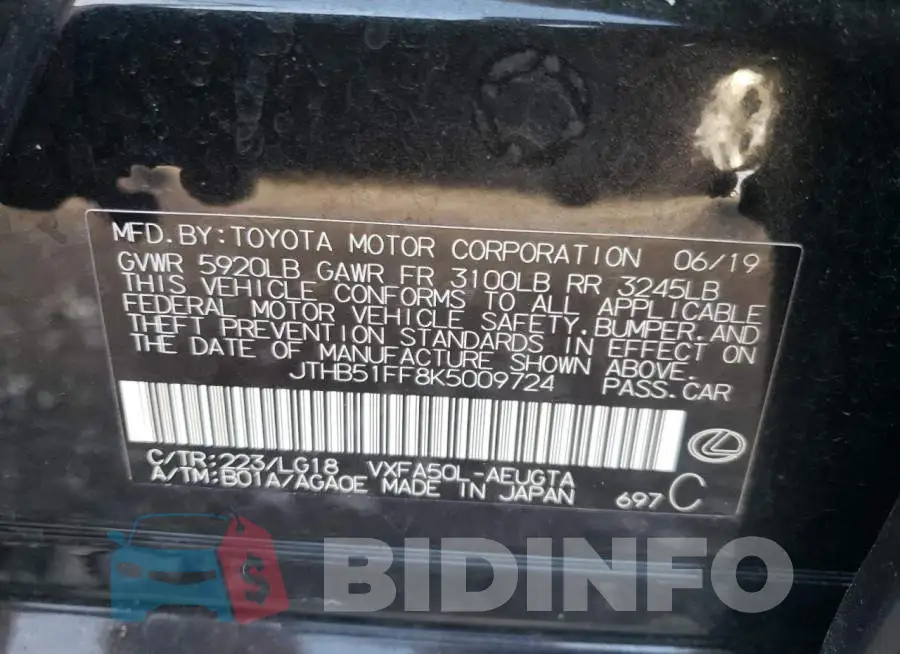 JTHB51FF8K5009724 Photo# 10