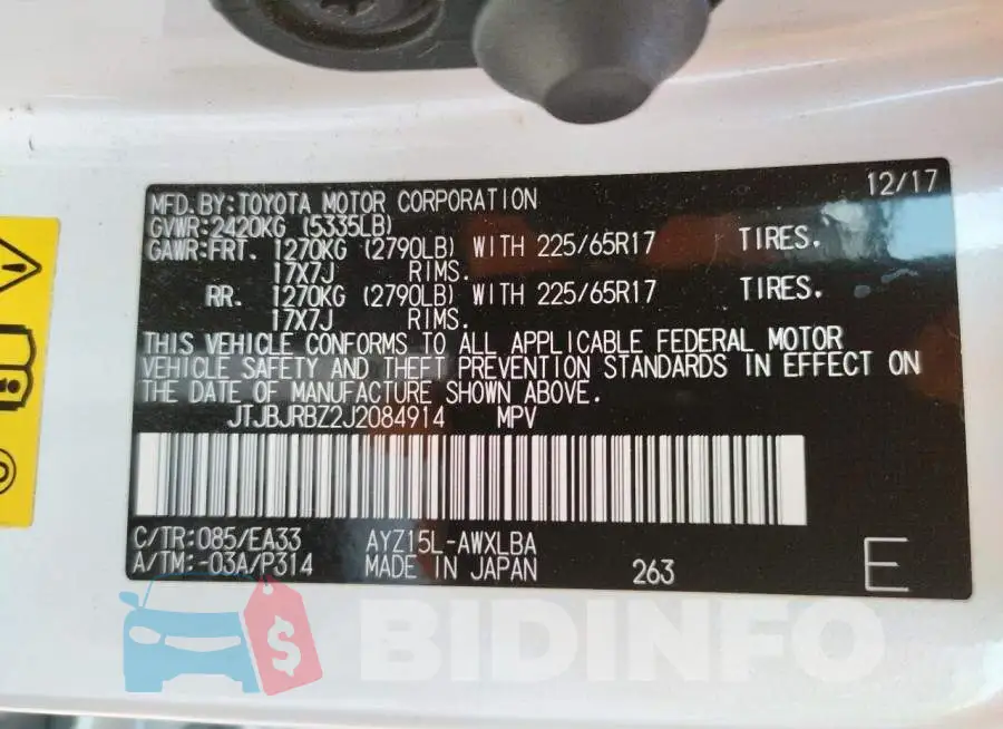 JTJBJRBZ2J2084914 Photo# 10