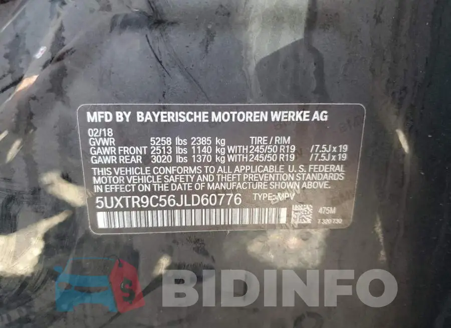 5UXTR9C56JLD60776 Photo# 10