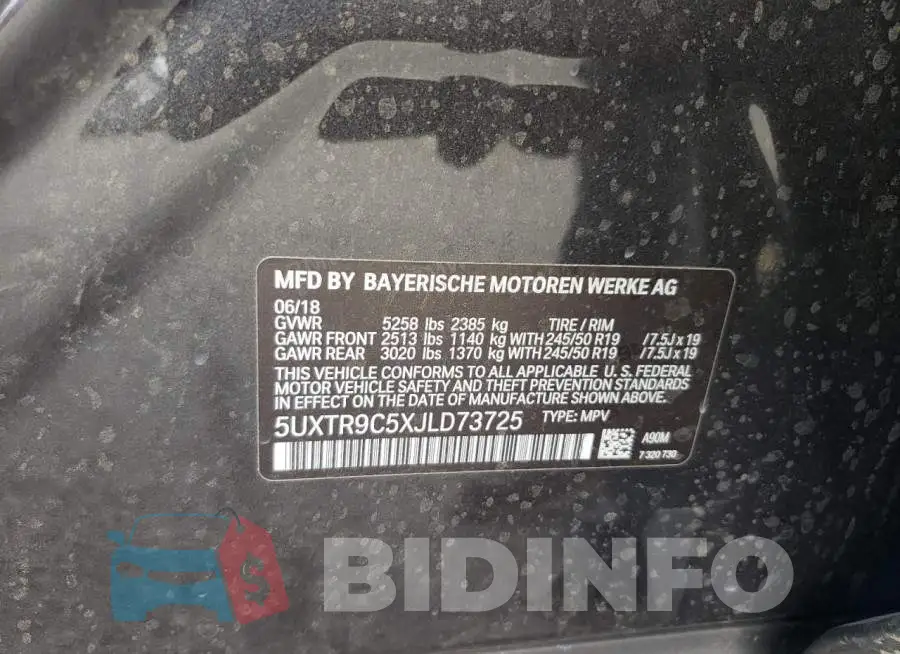 5UXTR9C5XJLD73725 Photo# 10
