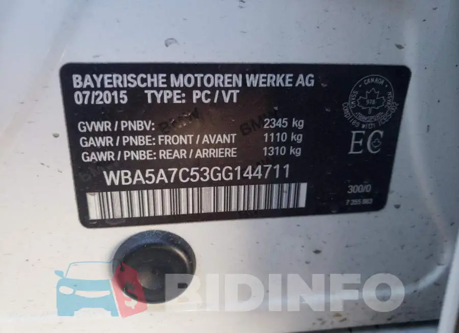 WBA5A7C53GG144711 Photo# 10
