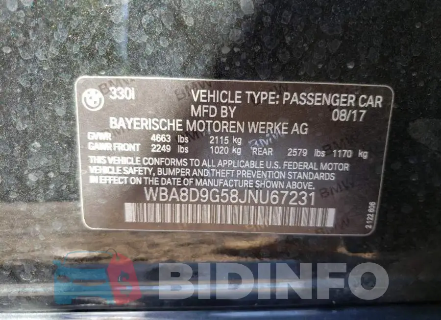 WBA8D9G58JNU67231 Photo# 10