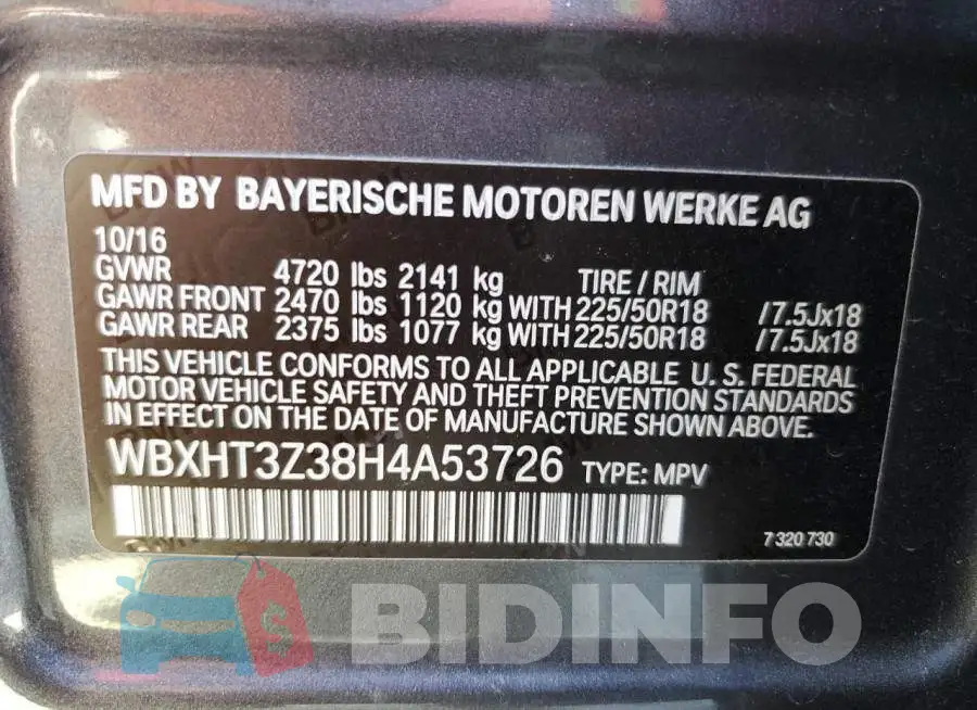 WBXHT3Z38H4A53726 Photo# 10