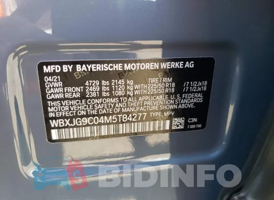 WBXJG9C04M5T84277 Photo# 10