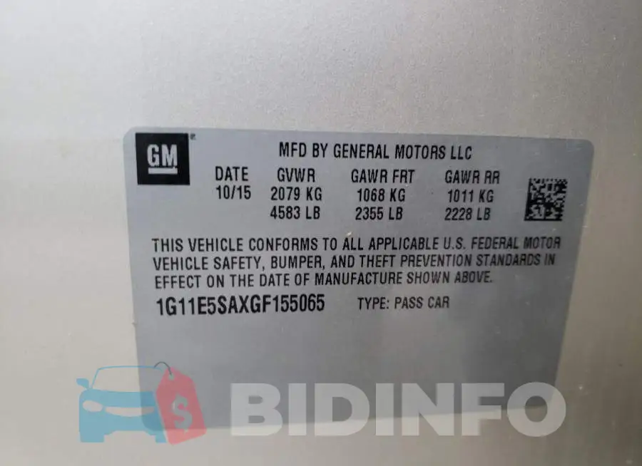 1G11E5SAXGF155065 Photo# 10