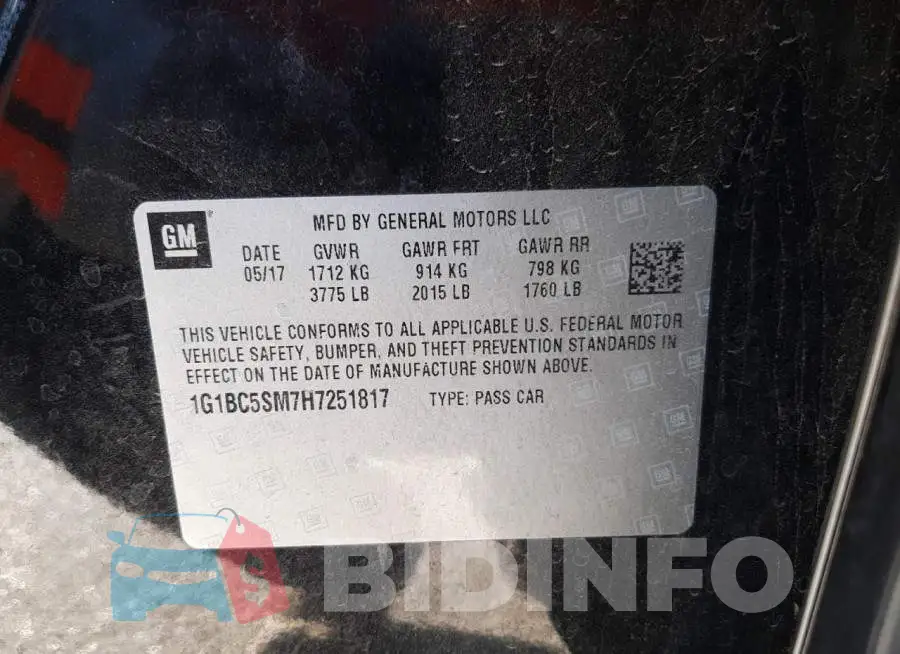 1G1BC5SM7H7251817 Photo# 10