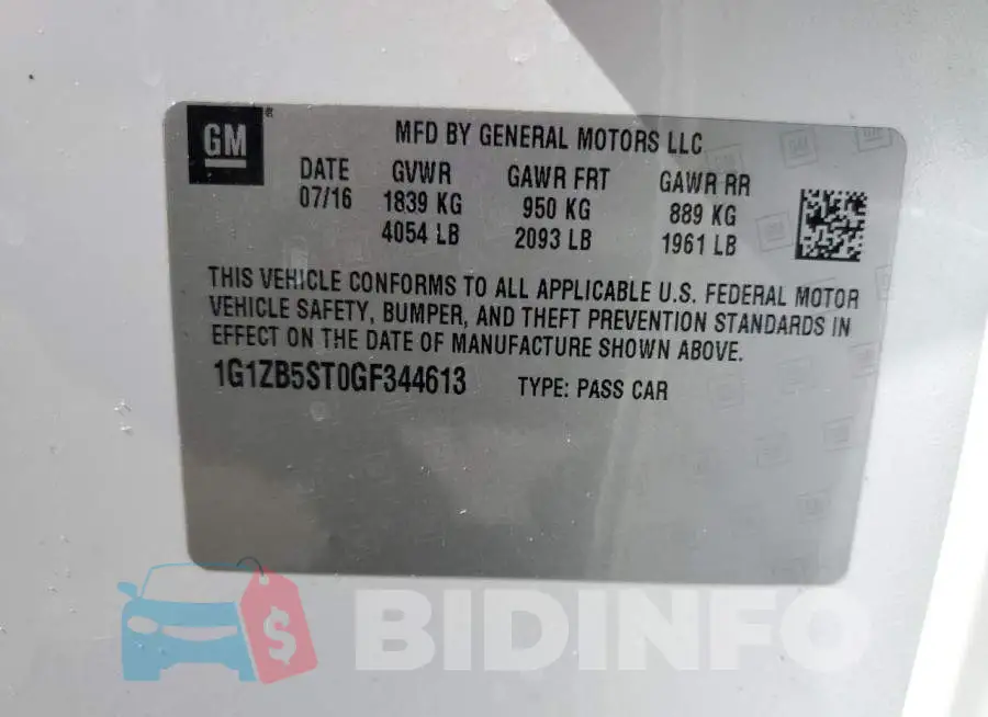1G1ZB5ST0GF344613 Photo# 10
