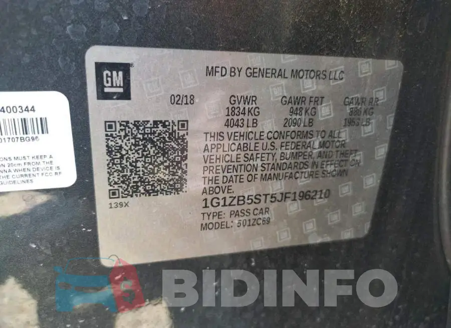 1G1ZB5ST5JF196210 Photo# 10