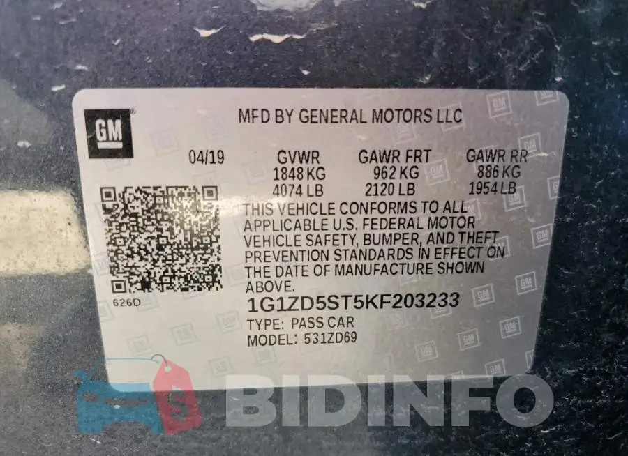 1G1ZD5ST5KF203233 Photo# 9