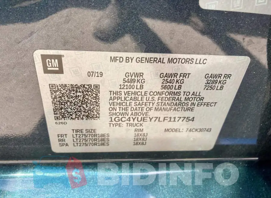 1GC4YUEY7LF117754 Photo# 10