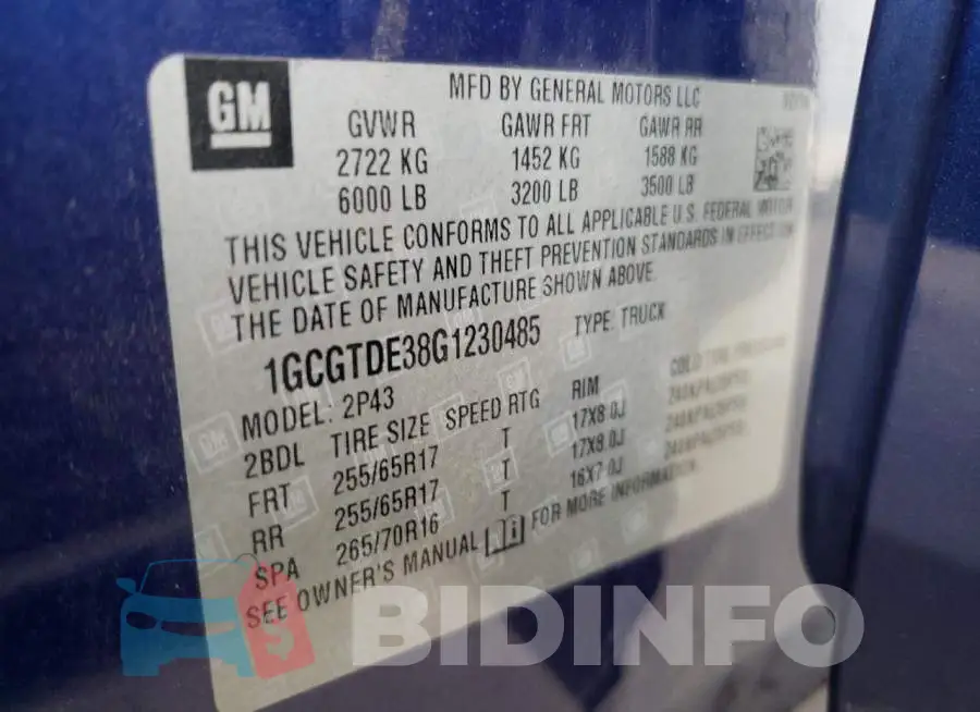 1GCGTDE38G1230485 Photo# 10