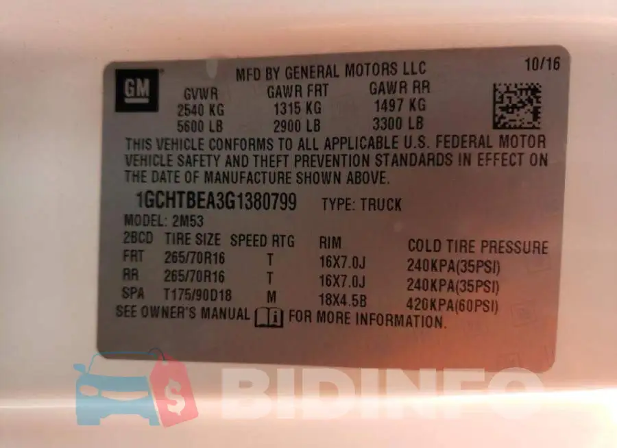 1GCHTBEA3G1380799 Photo# 10