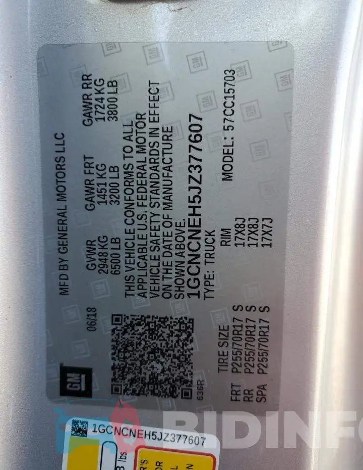 1GCNCNEH5JZ377607 Photo# 10