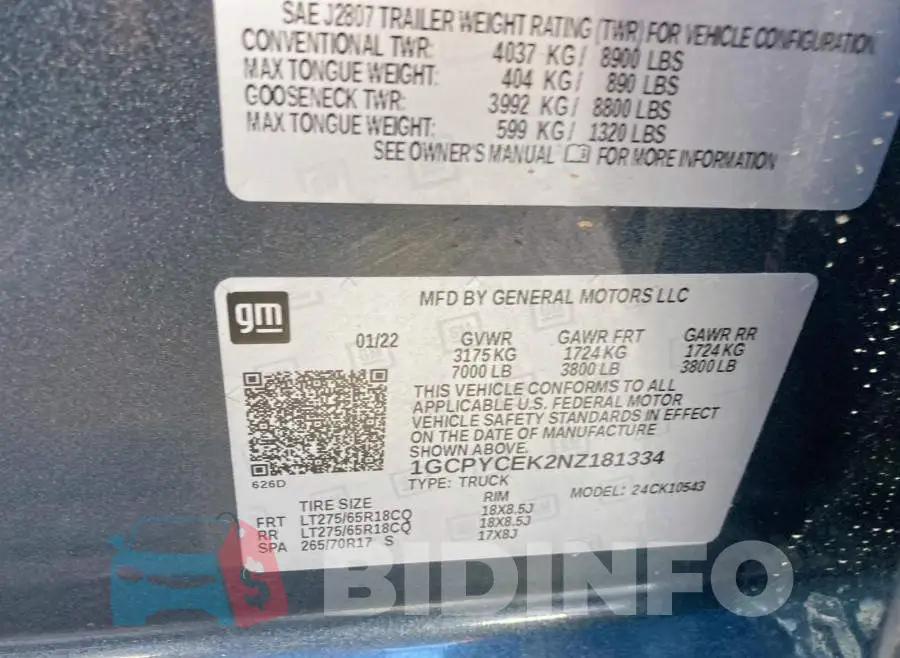 1GCPYCEK2NZ181334 Photo# 10