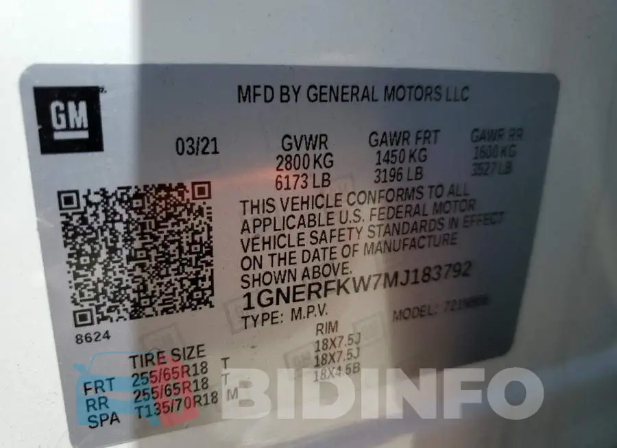 1GNERFKW7MJ183792 Photo# 10