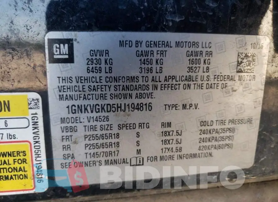 1GNKVGKD5HJ194816 Photo# 10