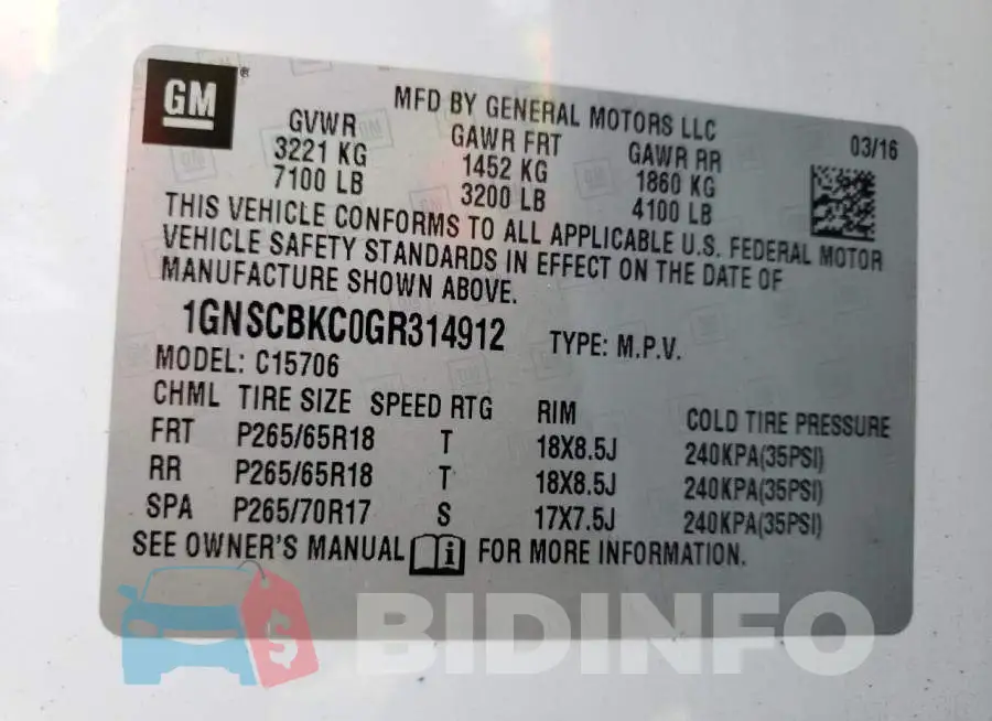 1GNSCBKC0GR314912 Photo# 10