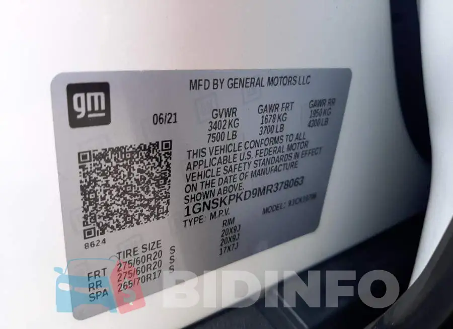 1GNSKPKD9MR378063 Photo# 10