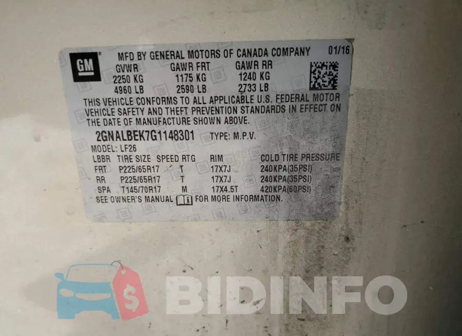 2GNALBEK7G1148301 Photo# 10