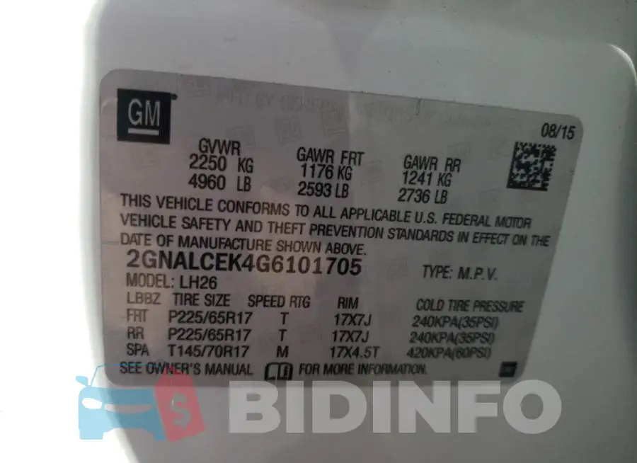 2GNALCEK4G6101705 Photo# 10