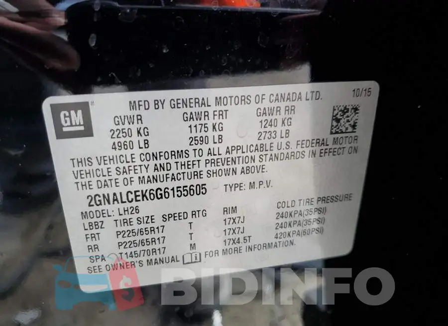 2GNALCEK6G6155605 Photo# 10