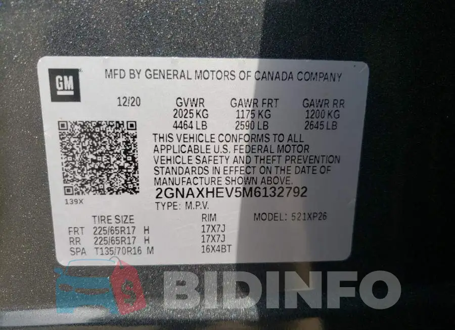 2GNAXHEV5M6132792 Photo# 10