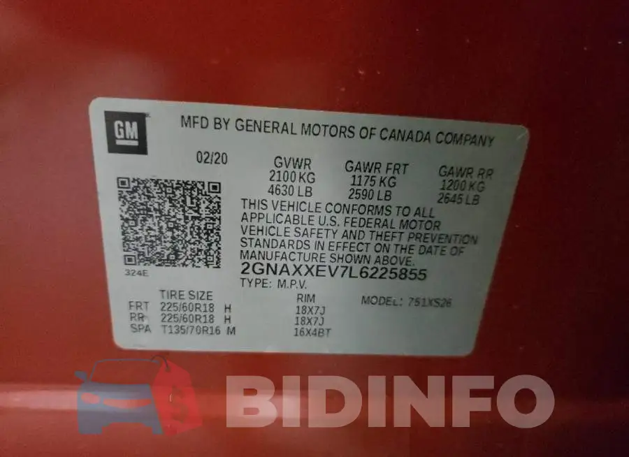 2GNAXXEV7L6225855 Photo# 10