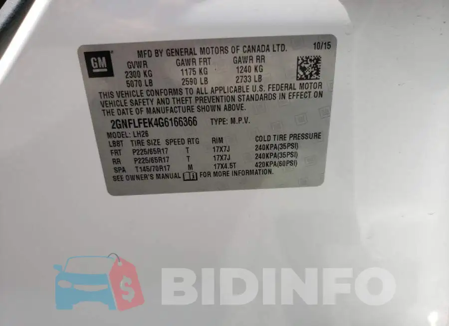 2GNFLFEK4G6166366 Photo# 10