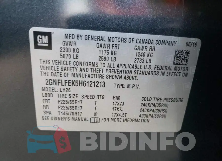 2GNFLFEK5H6121213 Photo# 10