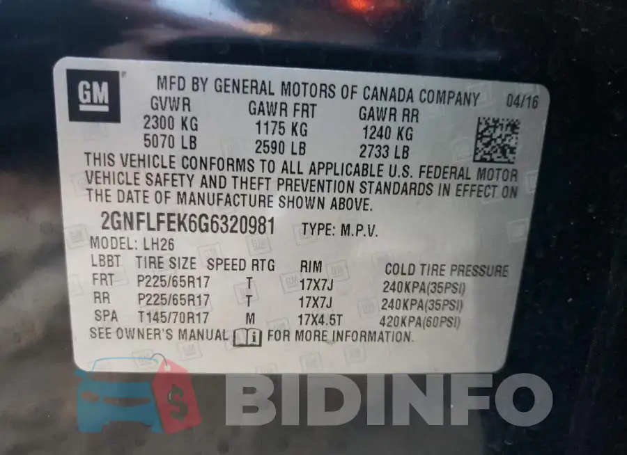 2GNFLFEK6G6320981 Photo# 10