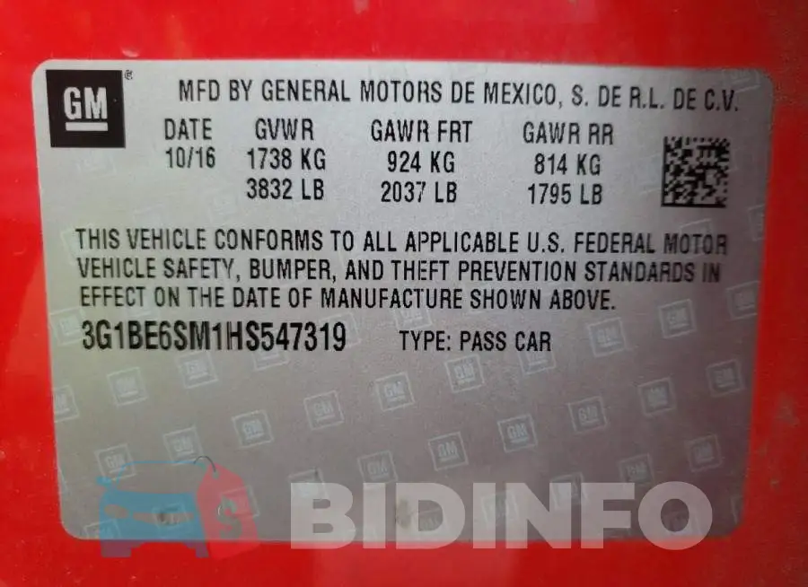 3G1BE6SM1HS547319 Photo# 10